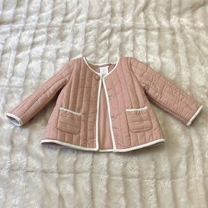 NWOT Pink quilted button snap jacket, 12 months